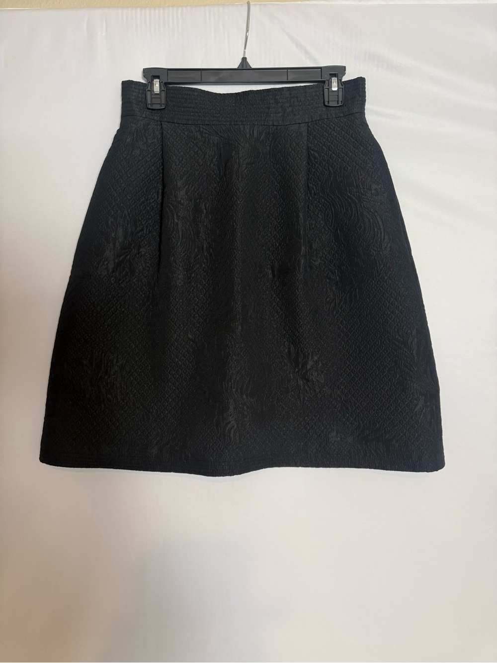 Temperley London A-Line Skirt Size 8 Black Jacquard Pockets 100% Silk Lining
